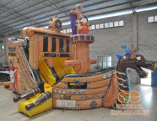 Pirate ship inflatable slide