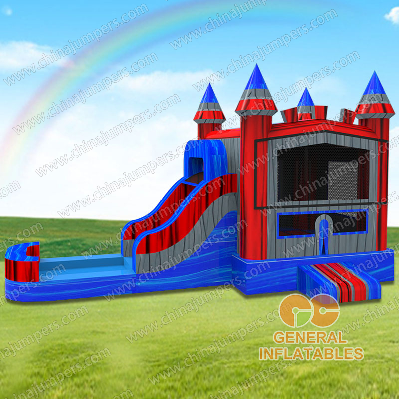 Marble castle inflatable combo wet and dry