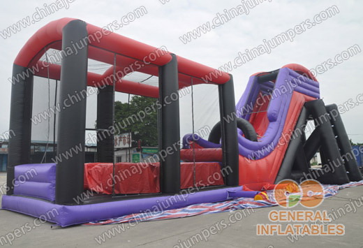 Purple water slide freefall
